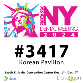 GNYDM Dental Meeting 2024 LOGO and DENTAZON/DXM BOOTH #3417 in Korean Pavilion. Location is Javits Center in New York