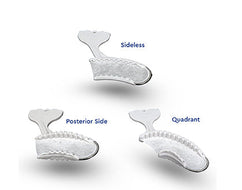 Sideless, posterior side and quadrant sizes for disposable impression bite trays.