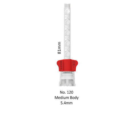 DX mixer medium body mixing tip with red wings has dimensions 81mm long and 5.4 mm width.