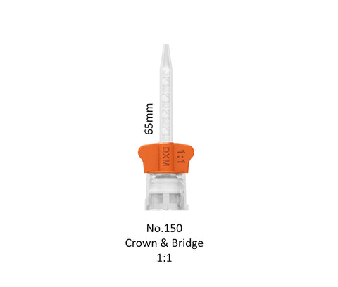 DX mixer crown and bridge 1 to 1 mixing tip with orange wings is 65mm long. 