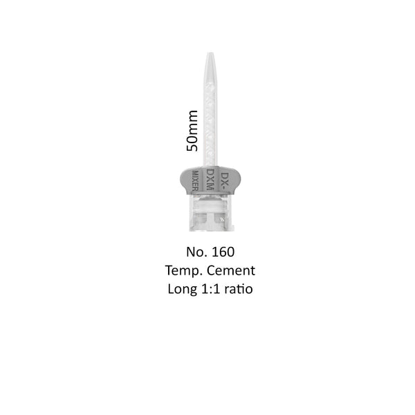 DX mixer temporary cement long 1 to 1 mixing tip with grey wings is 50mm long. 