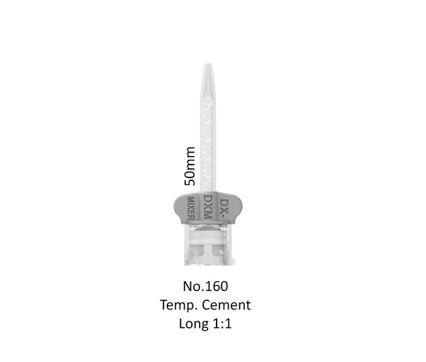 DX mixer temporary cement long 1 to 1 mixing tip with grey wings is 50mm long. 