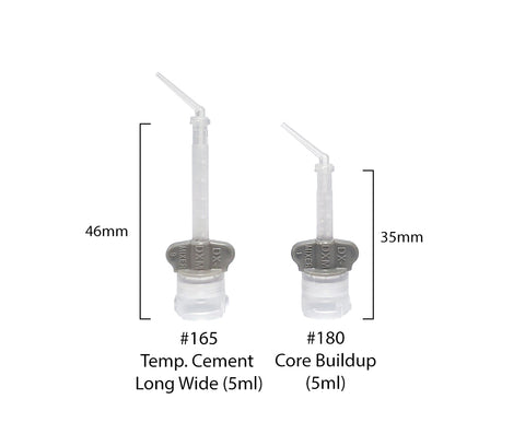 DX mixer Temporary cement long for 5mL and core buildup for 5mL with intra oral tip attached. 