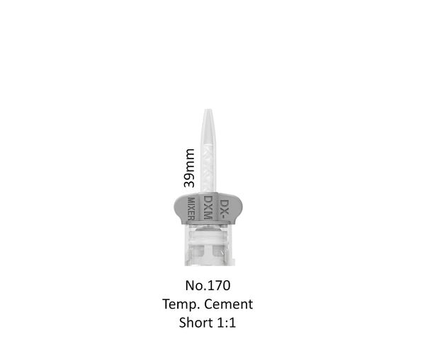 DX mixer temporary cement short 1 to 1 mixing tip with grey wings is 39mm long. 