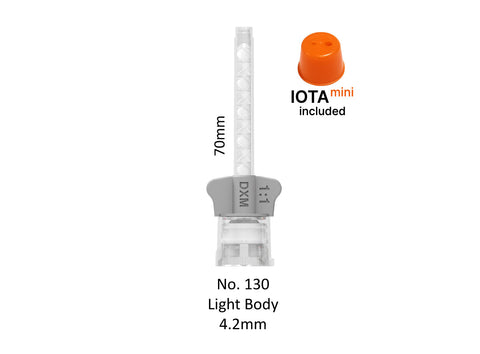 DX mixer light body mixing tip with grey wings has dimensions 70mm long and 4.2 mm width. IOTA mini included. 