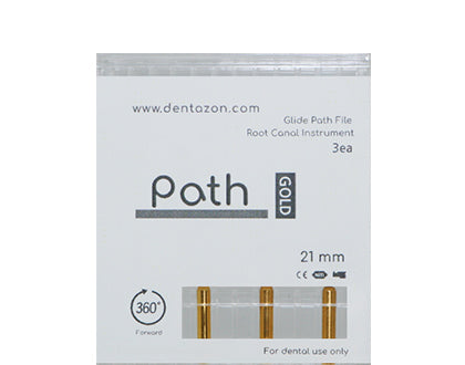 Glide Path file gold box contains 3 endodontic files.