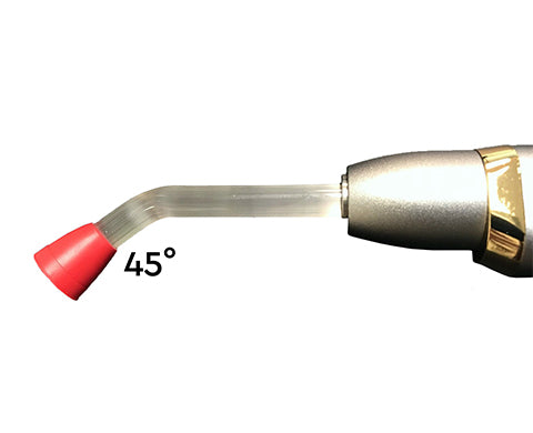 Cybird curing light light shield attached to a 45 degree curing light light guide.