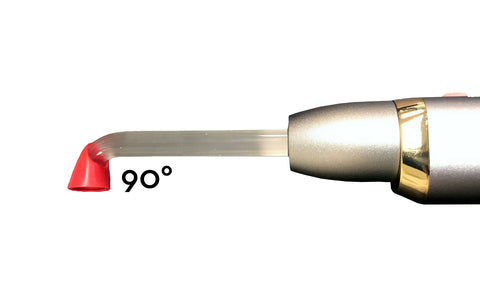 Cybird curing light light shield attached to a 90 degree curing light light guide.