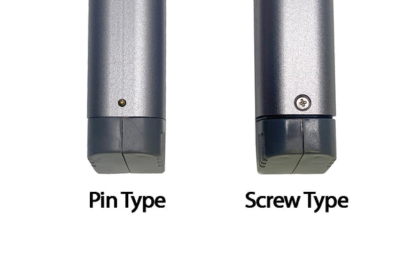 Comparison of pin type versus screw type batteries.