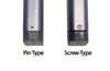 Comparison of pin type versus screw type batteries.