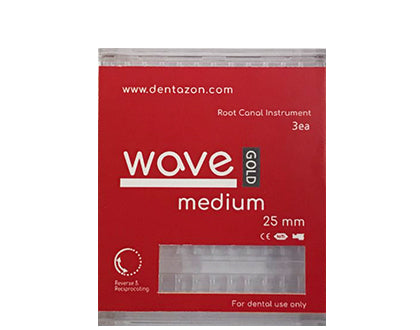 Wave gold root canal endodontic file medium box contains 3 files. 